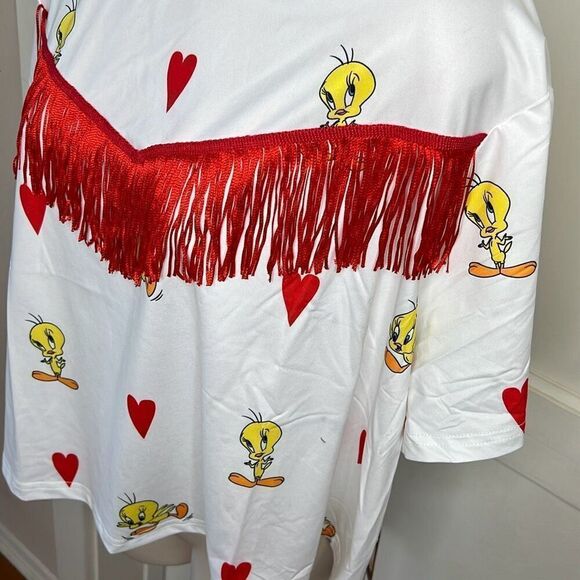 Looney Tunes x Unique Vintage Boxy Fringe Tweety Bird Tshirt Plus Size 1X Nwt - Picture 3 of 6